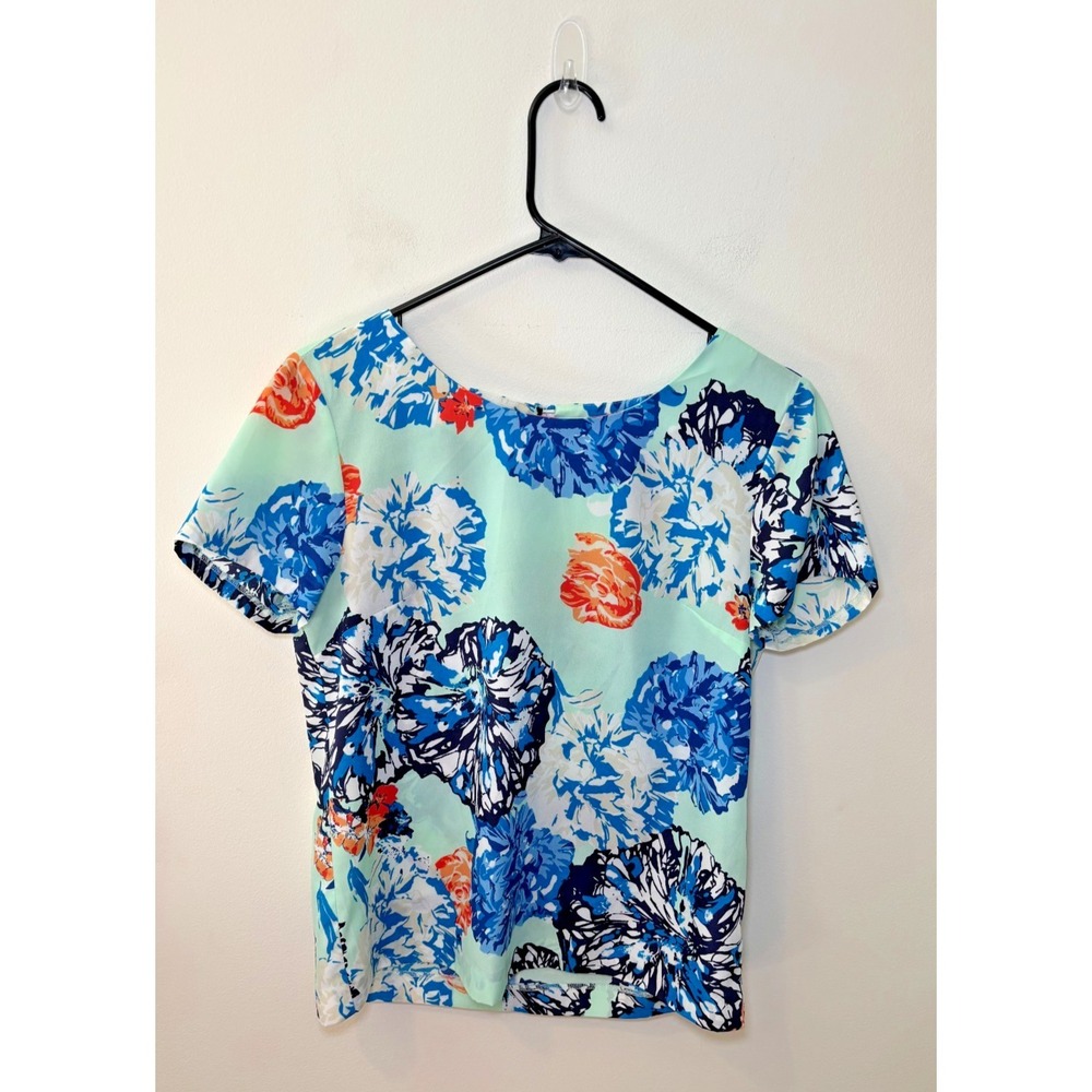 J.Crew XS Floral Blouse Blue